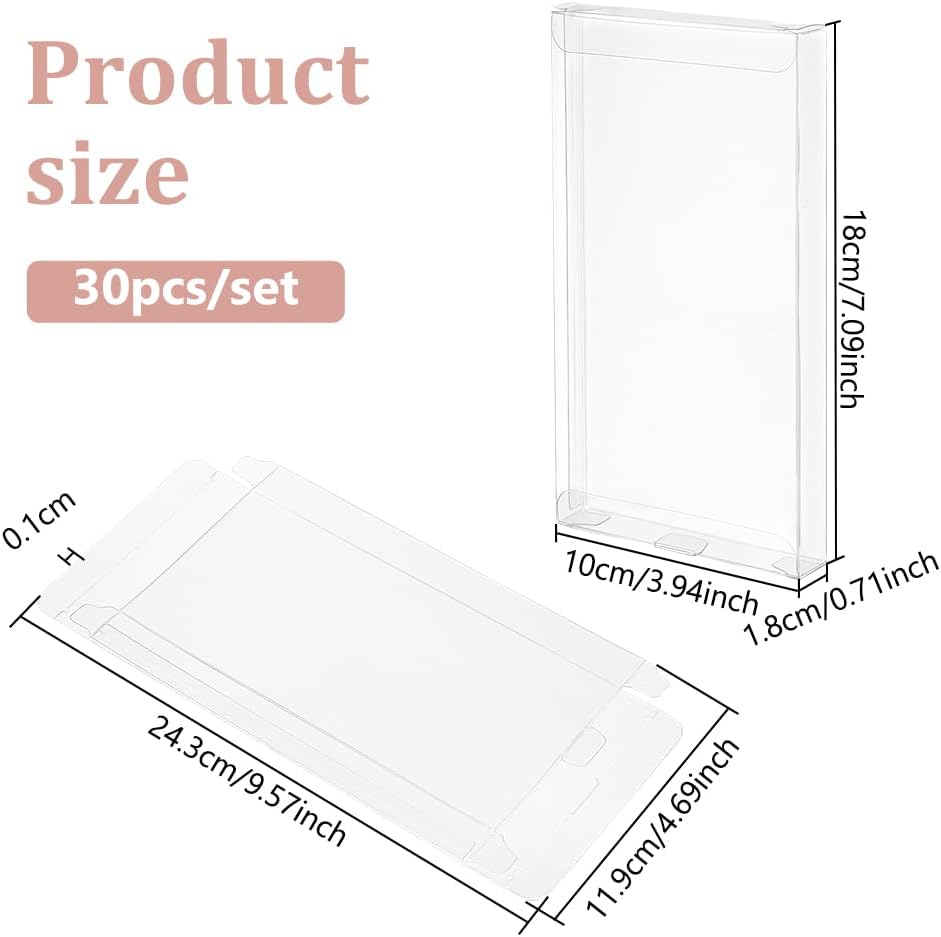 30PCS 7x4x0.7 Transparent PVC Box Candy Treat Box Party Favor Boxes Rectangle Gift Wrapping Boxes for Wedding Party