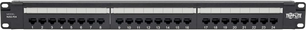 Eaton Tripp Lite Cat6 24-Port PoE+ Patch Panel, RJ45 Ethernet, 1U Rackmount, EIA/TIA 568A/B Wiring Standards for 110
