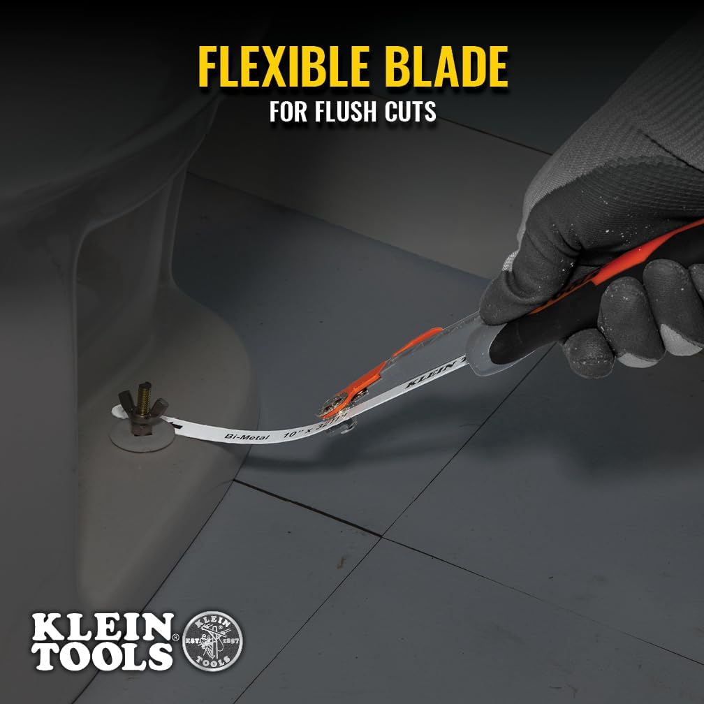 Klein Tools 31432FC Mini Finish-Cut Hacksaw, 10-Inch 24 TPI Blade