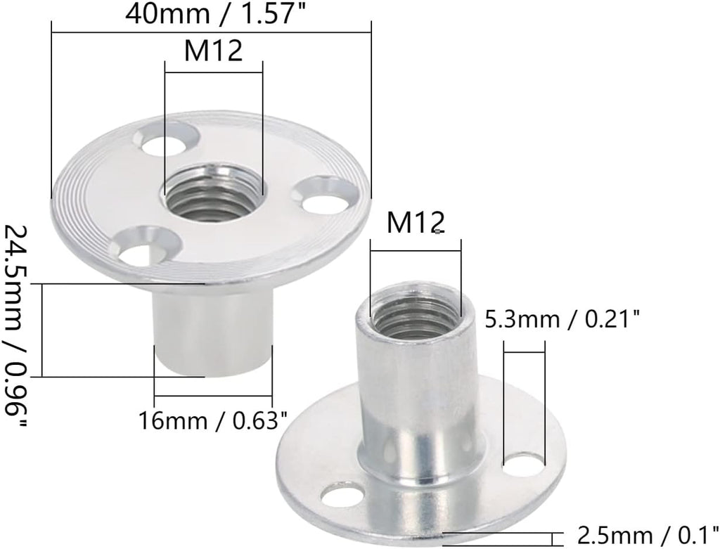 5Pcs M12 Brad Hole Tee Nut for Wood Furniture & DIY