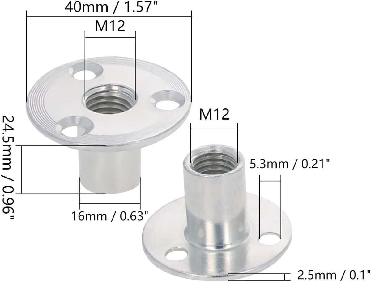 5Pcs M12 Brad Hole Tee Nut for Wood Furniture & DIY
