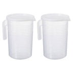 Graduated Beaker, 2 Pack 2000ml PP Plastic Liquid Measuring Cup Double Sided Graduations with Handle Lid and Spout