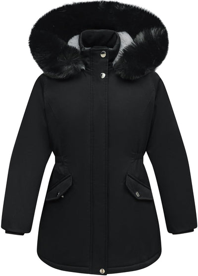 Girls Long Waterproof Winter Coat Kids Warm Hooded Parka | Waterproof puffer keeps girls dry. Fleece-lined.