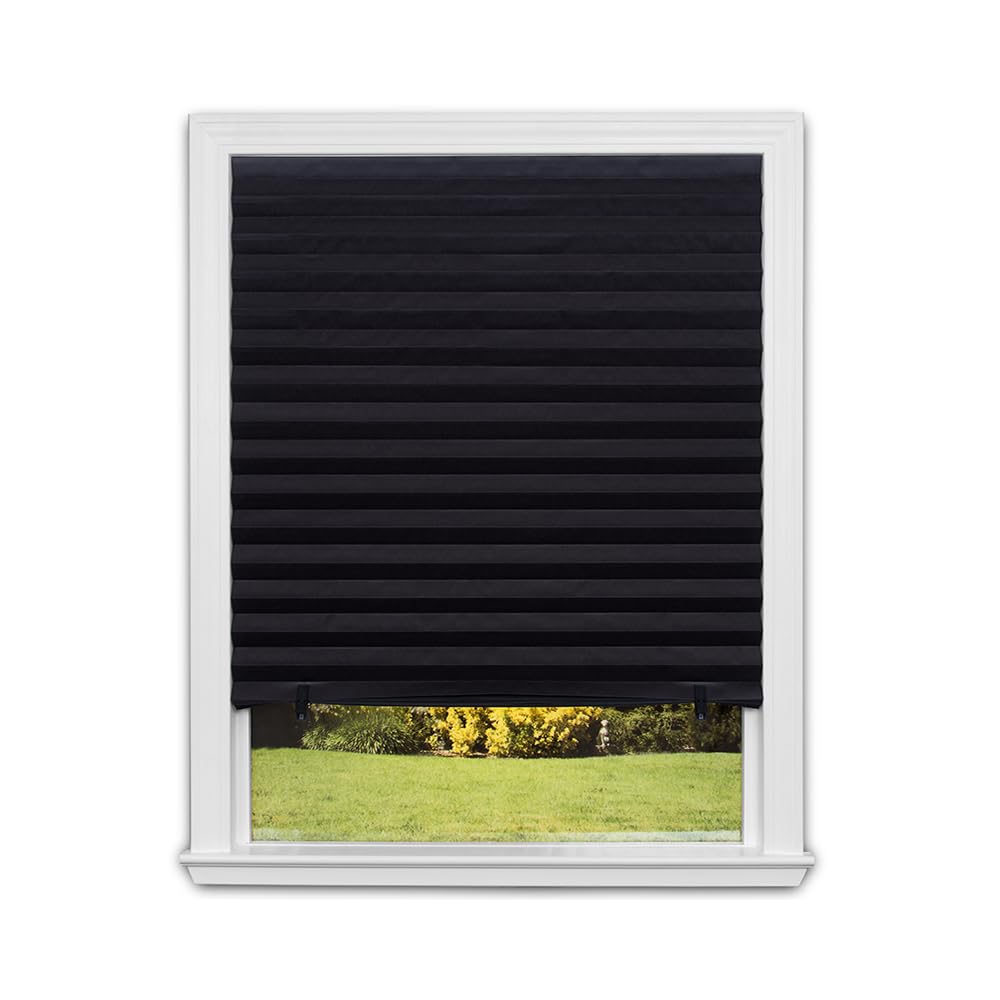 No Tools Original Blackout Pleated Paper Shade Black, 36" W x 72" L, 6 Pack