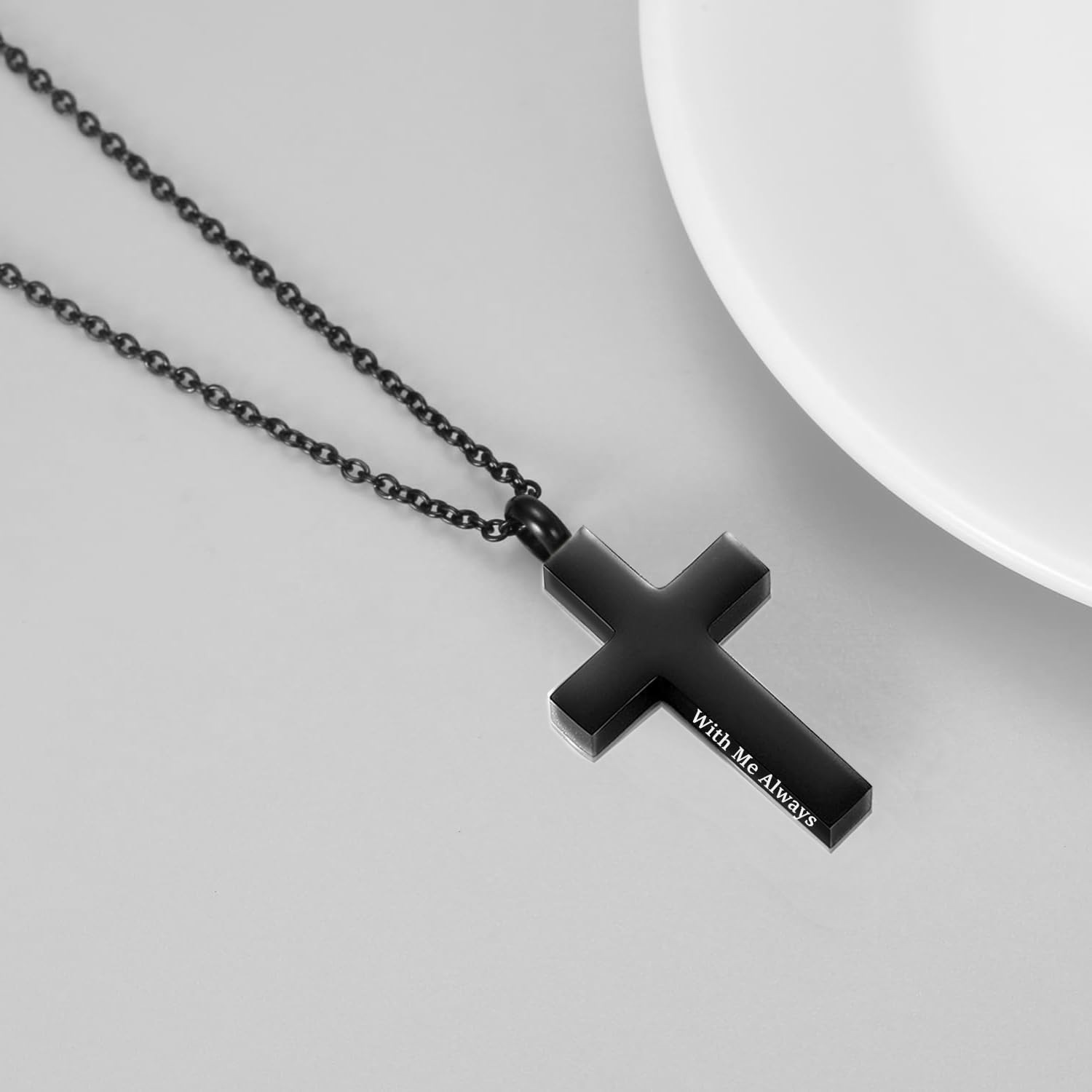 Cremation Jewelry Black Cross Urn Necklaces for Ashes for Women Men Human Ashes with Me Always Memorial Keepsake Pendant