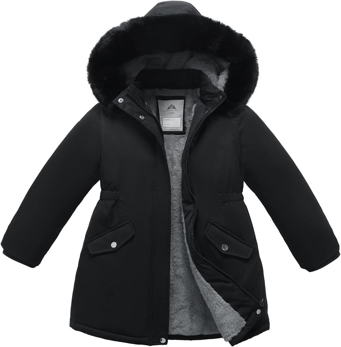 Girls Long Waterproof Winter Coat Kids Warm Hooded Parka | Waterproof puffer keeps girls dry. Fleece-lined.