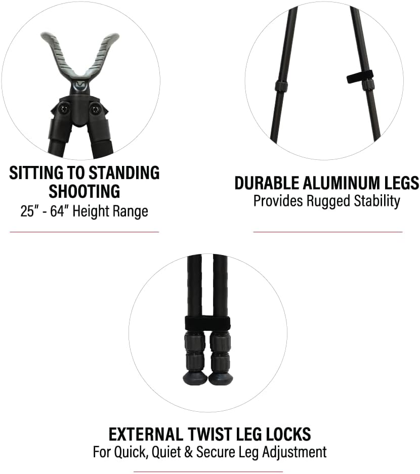 Deadshot Hunting Tripod, Universal Shooting Rest, Adjustable Height