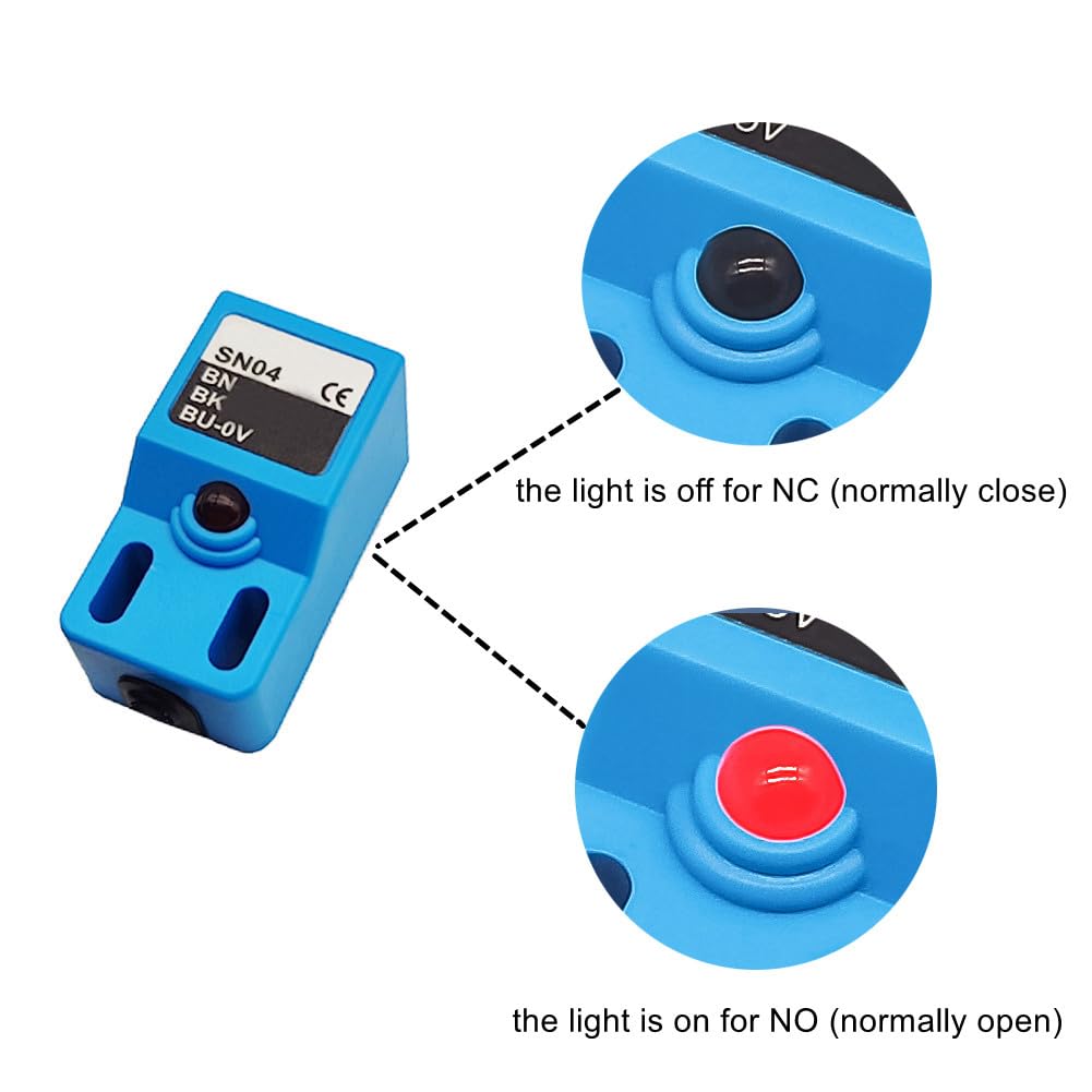 Haldzemo SN04-N2 NPN NC Inductive Proximity Sensor Normally Close Detection Approach Switch with SN Bracket (Blue, 2 Pack)