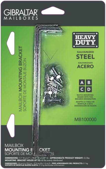 Galvanized Steel, Mailbox Mounting Bracket, MB100000