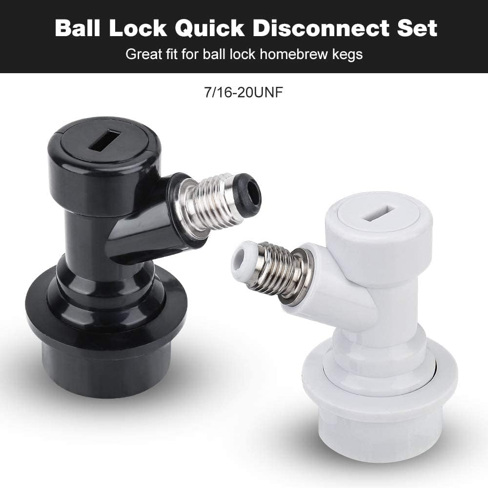 Ball Lock Keg Disconnect, 2 Pack Quick Ball Lock MFL Disconnect | Corny Keg Disconnect Flared 5/16” Gas 1/4” Liquid