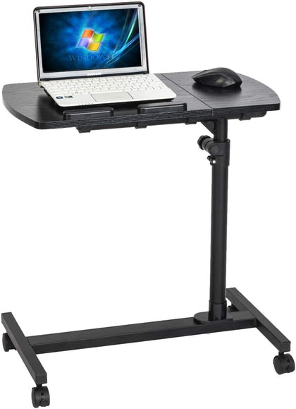 Adjustable Tilt Overbed Bedside Table, Overbed Bedside Desk Mobile Rolling Laptop Stand Tilting Overbed Table Bed