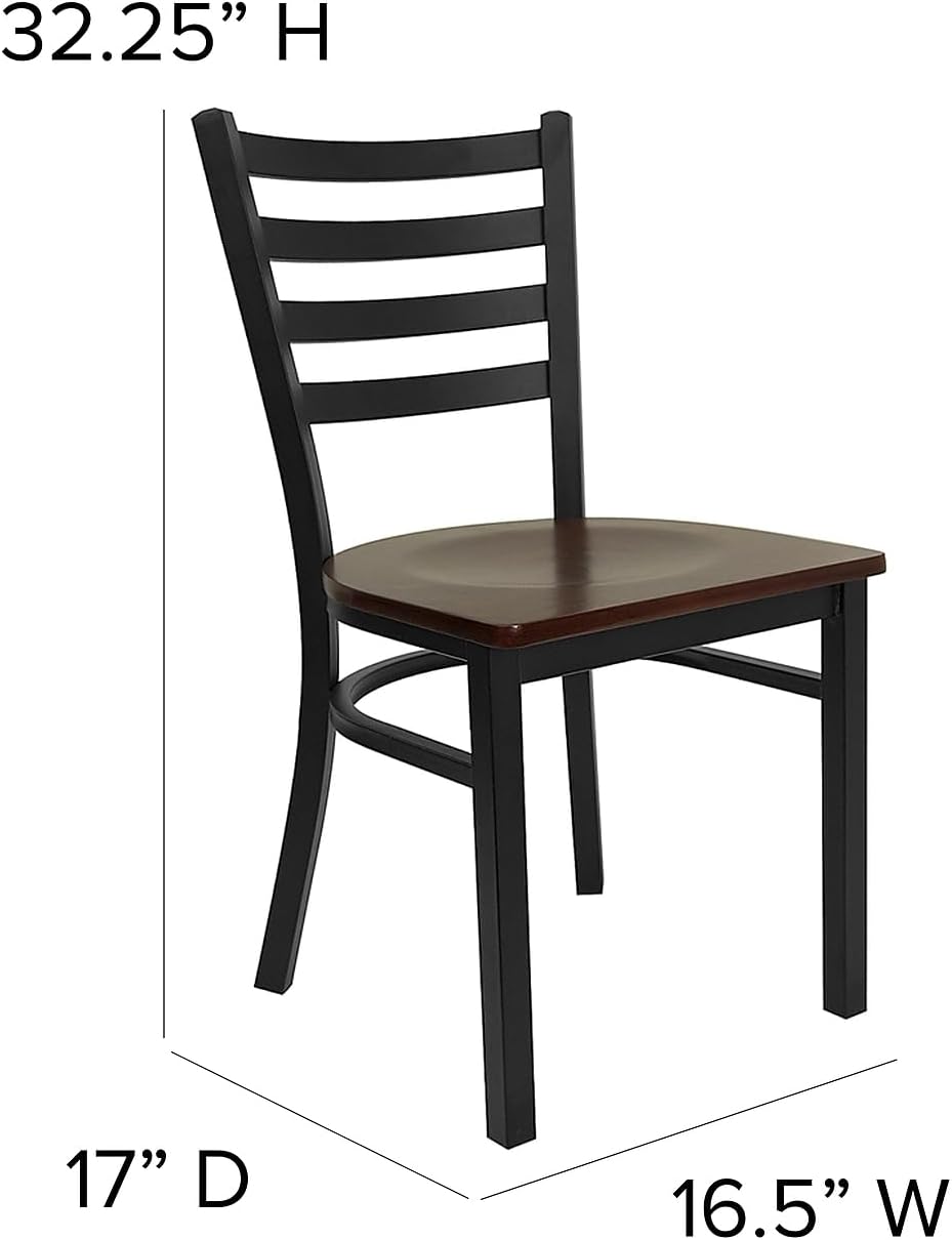 Hercules Ladder Back Restaurant Chair, Mahogany, 2-Pack