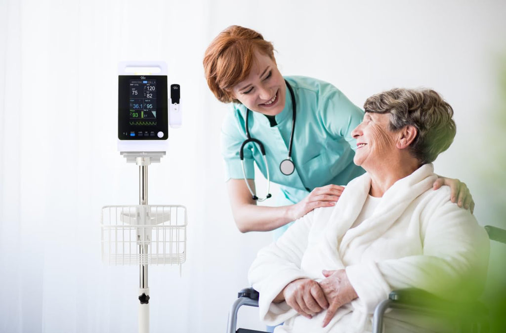 VivaDiagnostics Omni Spot Vital Signs Monitor with Mobile Cart, Monitor de signos vitales, Includes Thermometer
