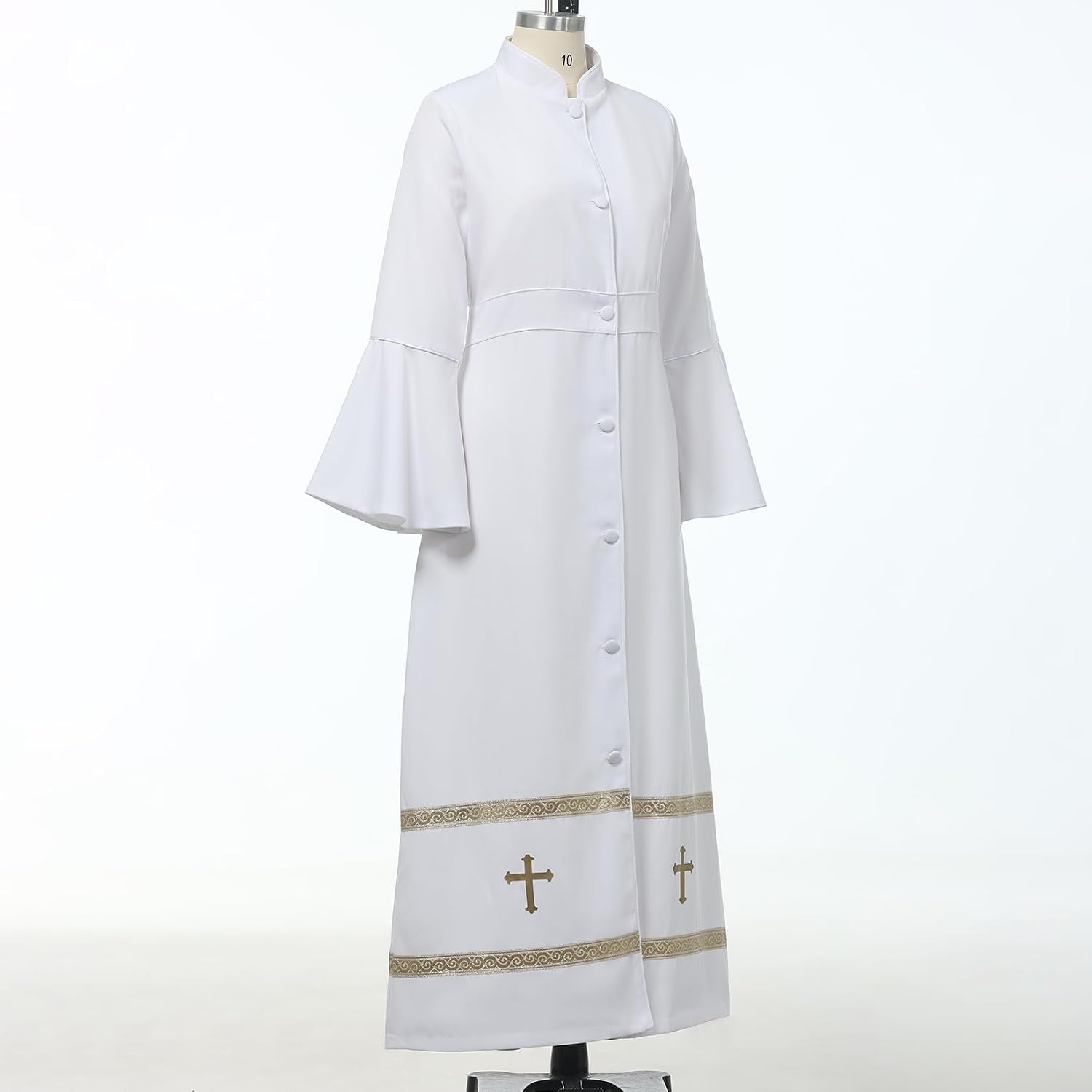 Church Clergy Dress Choir Robe for Women Flared Sleeves Button Mass Vestments
