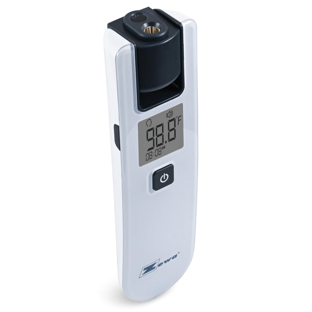 Zewa 4-Way Rotating Infrared Thermometer | Forehead Non-Touch Technology | Fast 1-Second Reading | Distance Detection | LCD 3-Color Display | Memory Recall | Measures Person & Objects