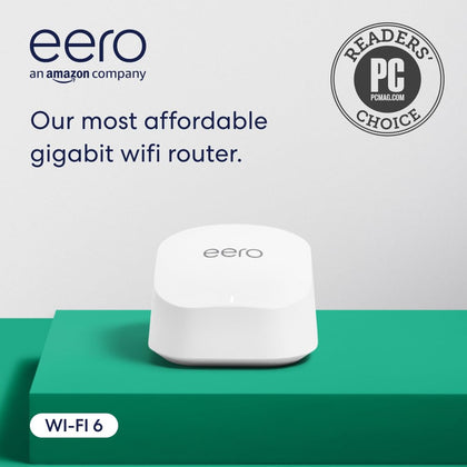 Like-New Amazon eero 6+ mesh wifi router - Supports internet plans up to a Gigabit, Coverage up to 1,500 sq. ft.