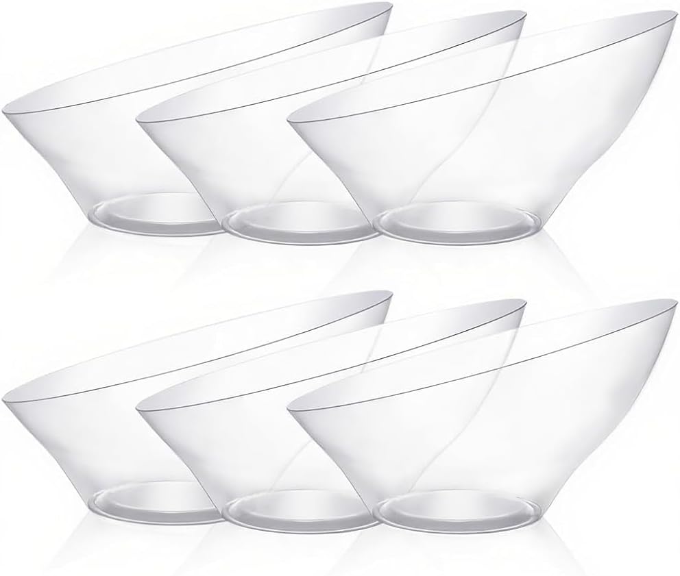 54 Oz Clear Plastic Angled Serving Bowls, 12 Pack