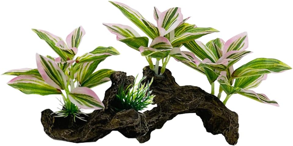 Fish Tank Decorations Aquarium Decor Ornaments Betta Pink/Green Leaf Pad Hammock Artificial Driftwood Goldfish Bowl