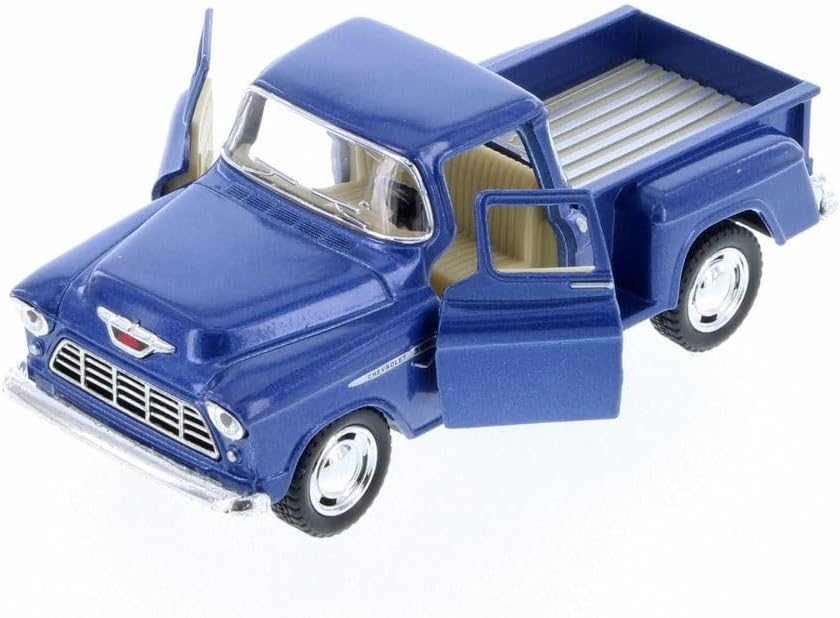 1955 Chevrolet Stepside Pickup Truck 5 Inch 1:32 Scale Die Cast Metal Little Blue Truck