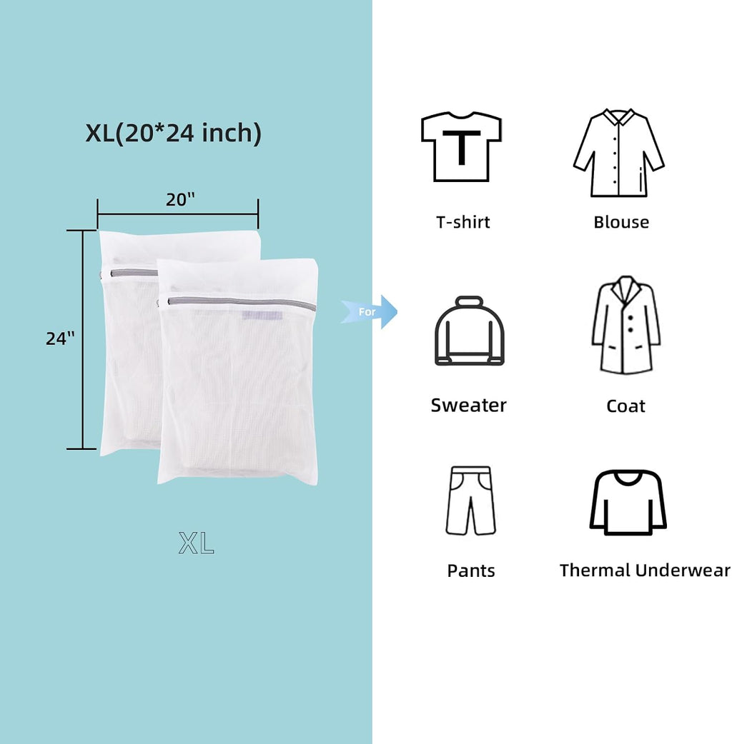 Mesh Laundry Bags for Delicates Durable Protective Wash Bags | Travel Storage Bags for Intimates Lingerie, 2PCS（2XL）