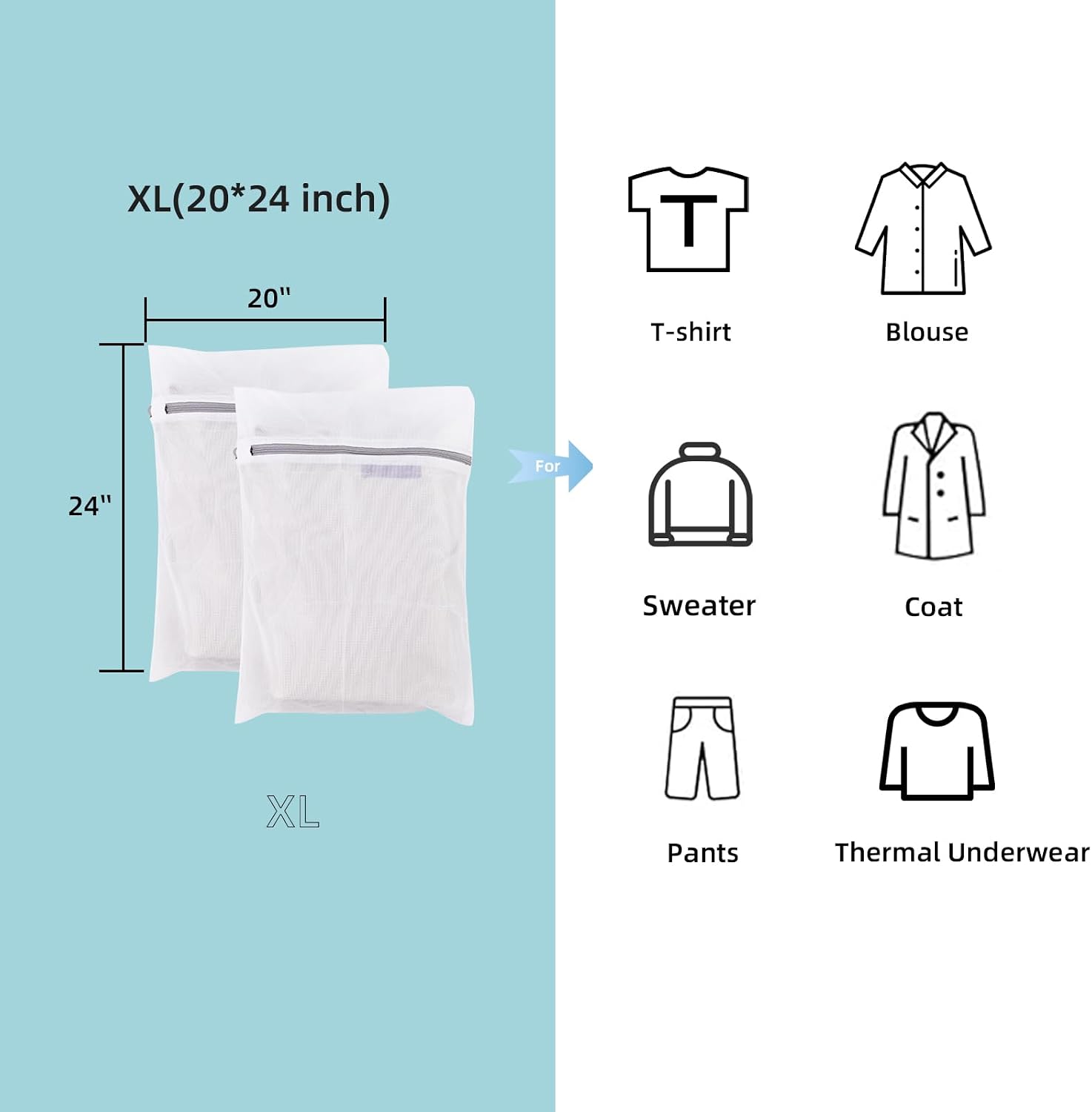 Mesh Laundry Bags for Delicates Durable Protective Wash Bags | Travel Storage Bags for Intimates Lingerie, 2PCS（2XL）