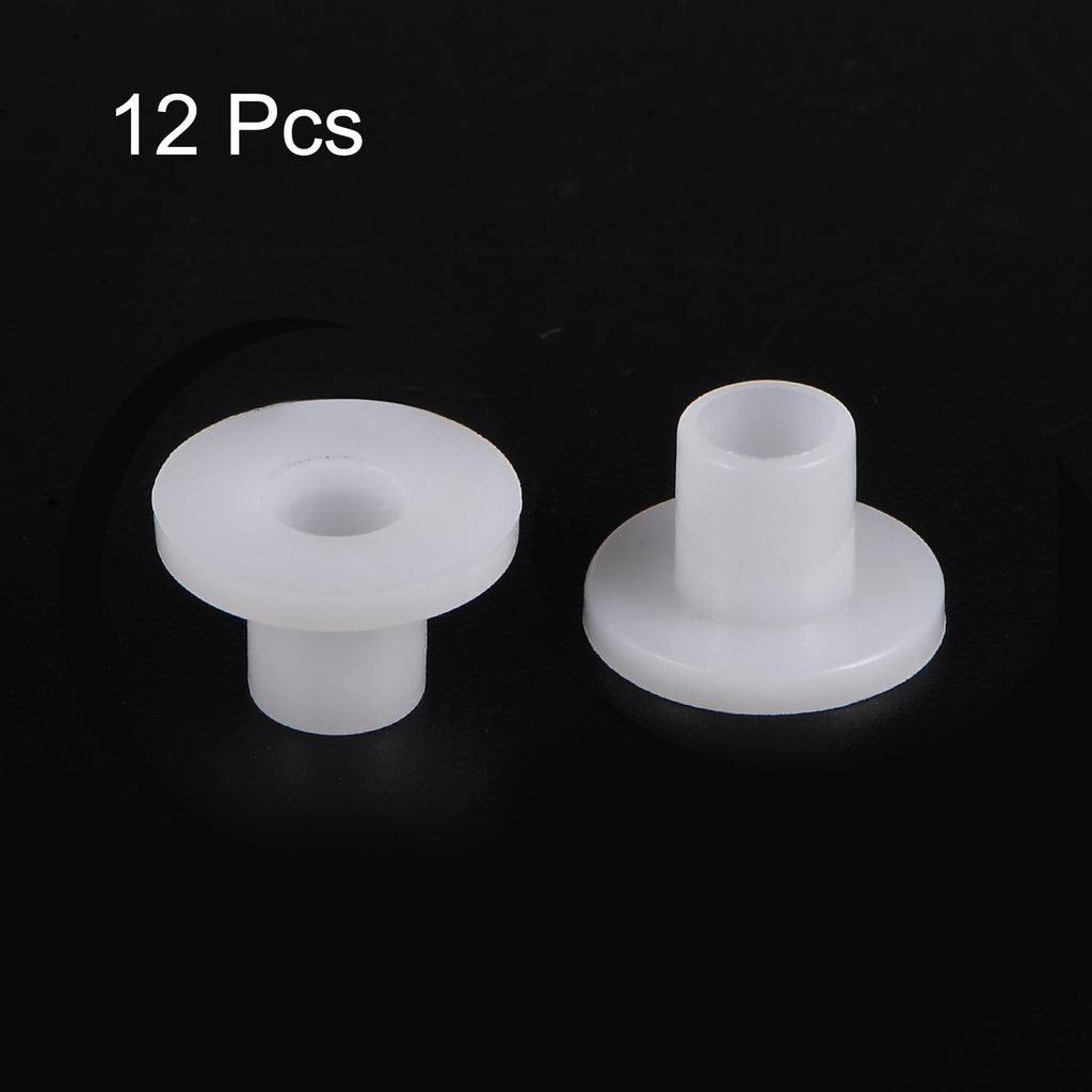 uxcell 12pcs Flanged Sleeve Bearings Plastic Bushings 6mm Bore x 8mm OD x 10mm Length Nylon Bushings, White