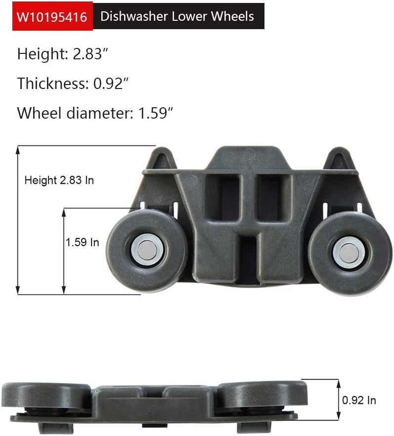 W10195416V(Packs of 4), Dishwasher Wheels Lower Rack for Kitchenaid Maytag | Dishwasher Rack Parts W10195420 AP5983730 W10579095A Replacement Wheels