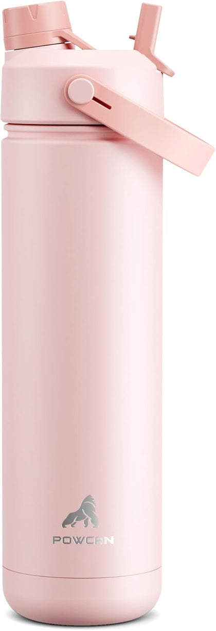 26 oz Insulated Water Bottle with 2-in-1 Straw and Spout Lid, Keep Cold 24H, Leak-Proof, Fits in Car Cup Holder