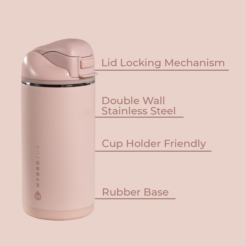 Ease2o 14oz Kids Water Bottle with Straw & Chug Lid, Dusty Rose