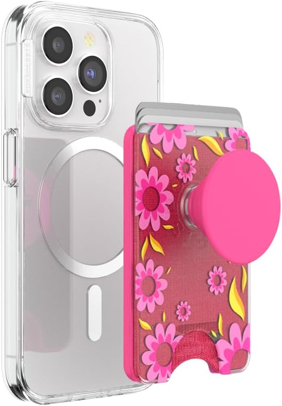 Phone Wallet for MagSafe, Phone Card Holder with Grip, Hot Pink - Pink Relief