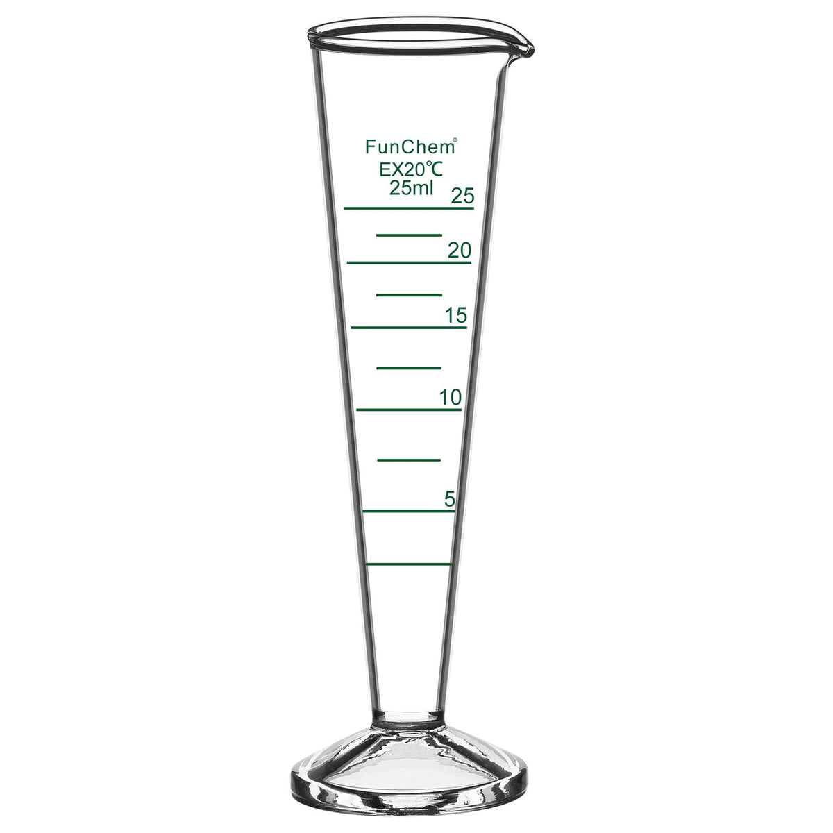 Conical Graduated Cylinder 25ml, Borosilicate Glass with Clear Scale & Wide Mouth for Accurate Laboratory Measuring