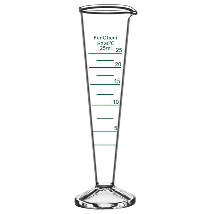 Conical Graduated Cylinder 25ml, Borosilicate Glass with Clear Scale & Wide Mouth for Accurate Laboratory Measuring
