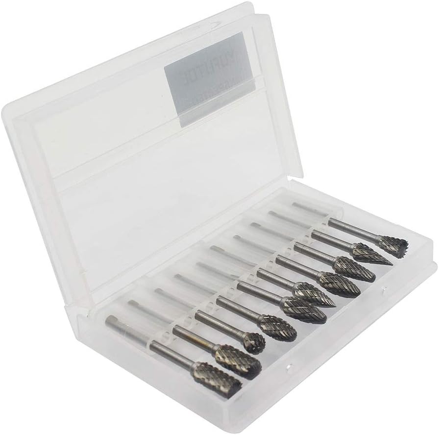 Carbide Burr Set - 10pcs Double Cut Solid Carbide Rotary Burrs