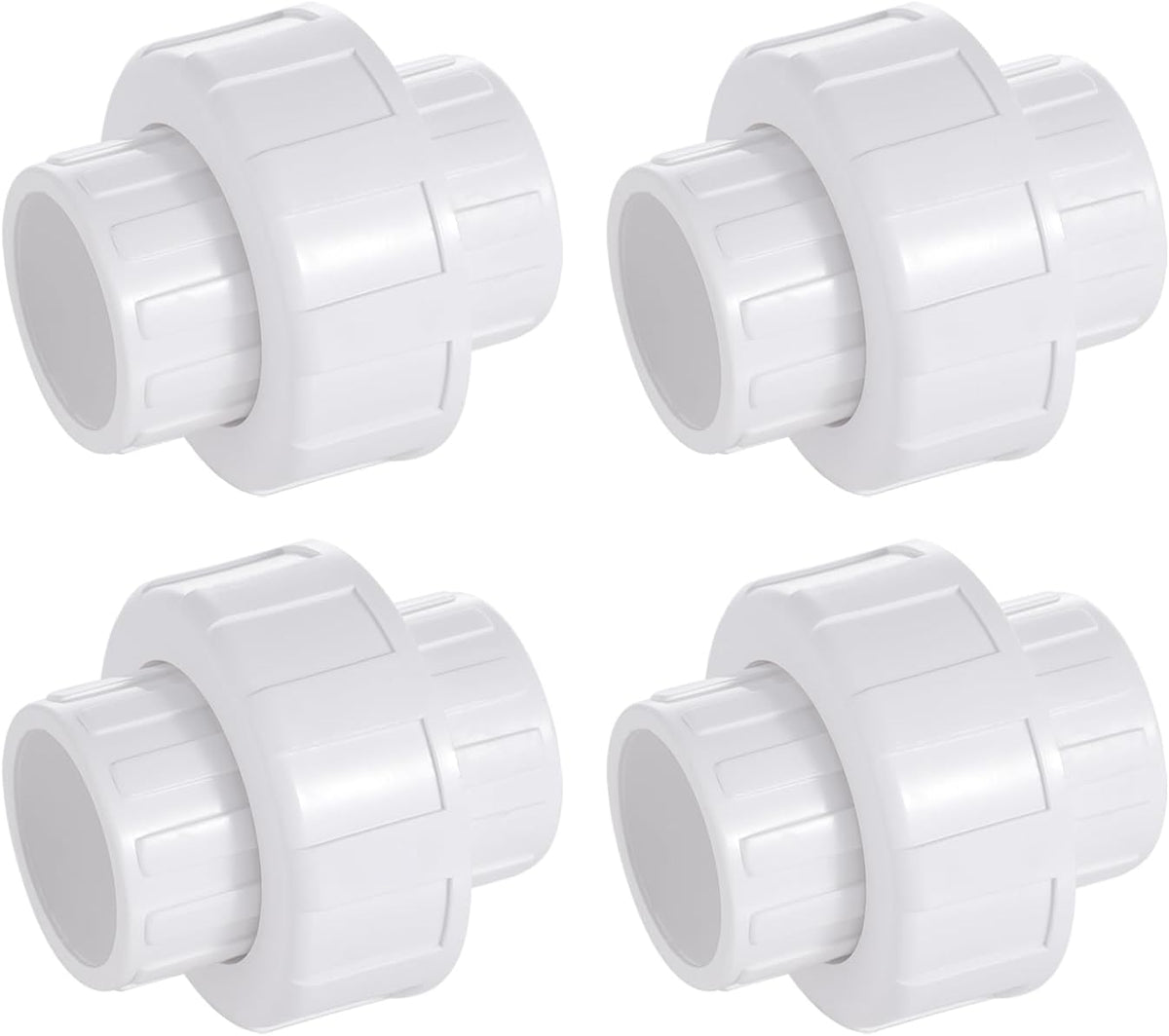 1" PVC Union Pipe Fitting, 1" PVC Slip Union Coupling Adapter (Socket x Socket) Schedule 40, EPDM O-Ring, White，4 Pack