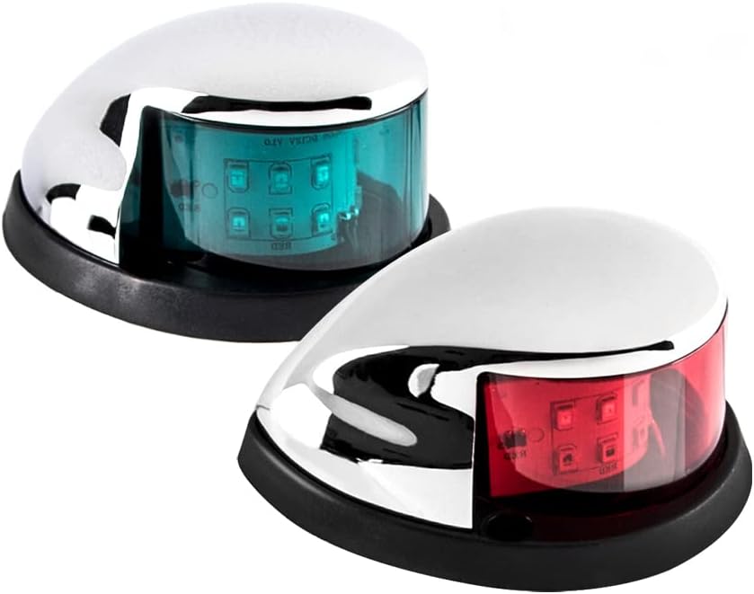 LED Boat Navigations Light Marine Red and Green Bow Light (Silver)