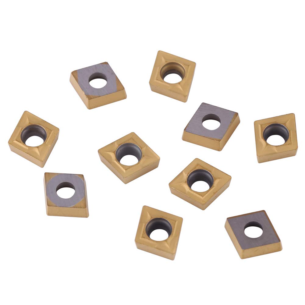 Carbide Tips Inserts,Akozon 10 pcs CNC Carbide Tips Inserts CCMT060204-HM YBC251 Carbide Insert Cutter Cutter Indexable Lathe Milling Inserts Turning Tools with Box