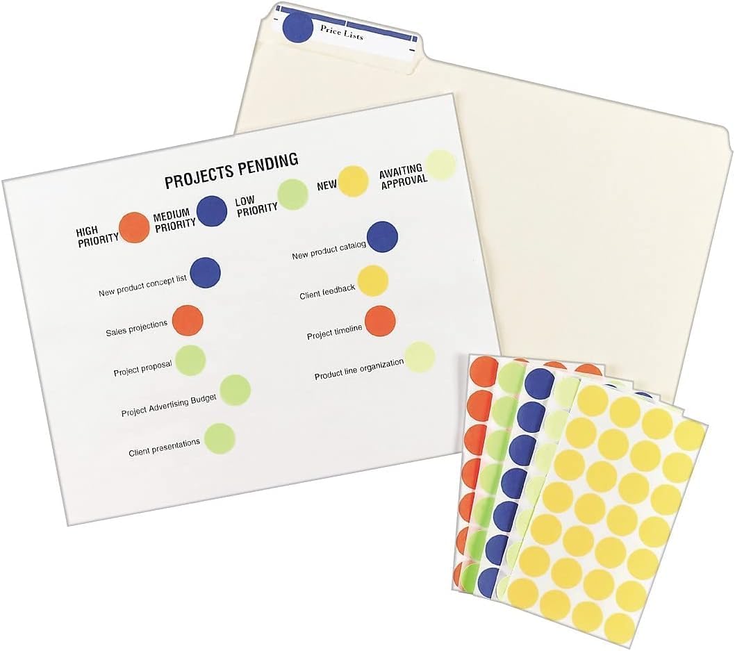 Printable Self-Adhesive Removable Color-Coding Labels, 0.75" dia, Yellow, 24/Sheet, 42 Sheets/Pack, (5462), Sold as 2