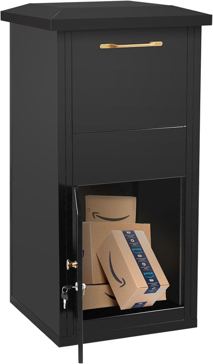 Large Package Delivery Box for Outside, 17.6" x 15.7" x 38" Parcel Drop Box with Lock, 2.7 ft3 Anti-Theft Lockable
