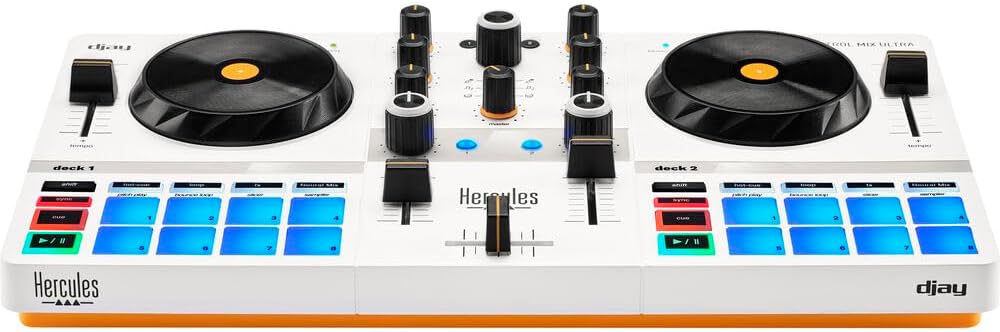 Hercules DJControl Mix Ultra DJ Controller with Protective Cover Bundle with Hercules HDP DJ45 Closed-Back, Over-Ear