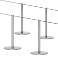 4Pcs Museum Short Stanchions 50 Feet Crowd Control Barrier (Silver)