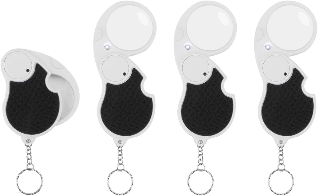 5X Magnifying Glasses with Light, Keychain Pocket Folding Magnifier | Keychain loop pocket handheld folded magnifier