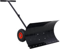 Snow Shovel with Wheels,29" Wide Metal Snow Pusher Shovel with 15" Height &10" Wheels,Adjustable Angle&Height