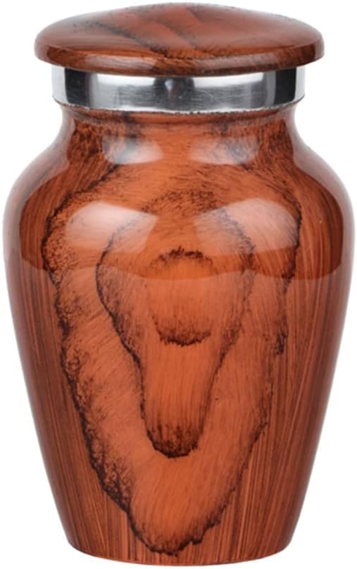 Wooden Textured Theme Keepsake Urn | Human Ashes Memorial Urn, Burial, Funeral Cremation Urns (Red Cherry Wood, Small)