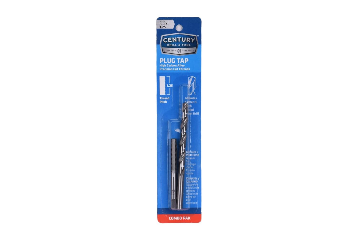 Century Drill & Tool 97413 Metric Tap & Drill Combo Pack, 8.0 X 1.25