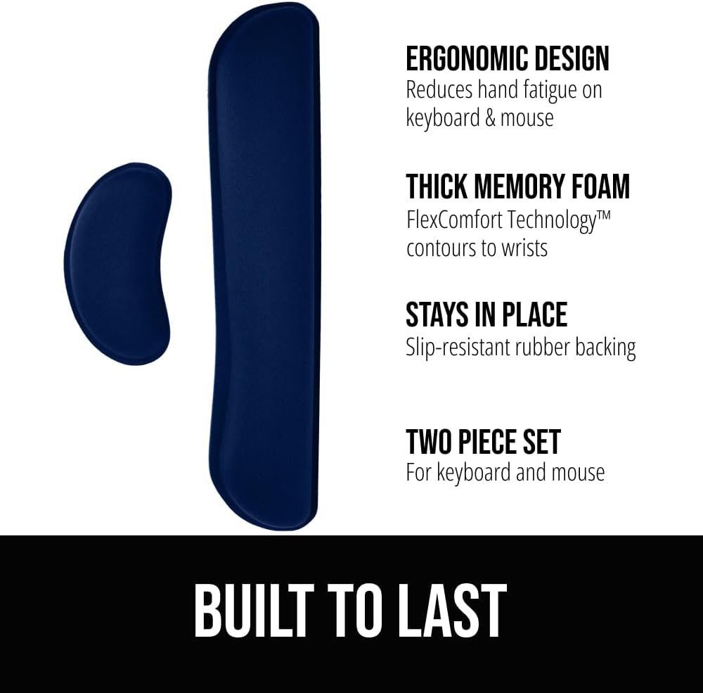 Silky Gel Memory Foam Wrist Rest for Computer Keyboard, Mouse, Ergonomic Design for Typing Pain Relief, Desk Pads