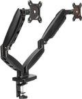 Gas Spring Dual Monitor Arm Desk Mount, Adjustable Tension, Fits 15–27 Inch Monitors, Supports 4.4–15.4 lbs Each Arm