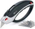 Heavy Duty Retractable Utility Knife, Box Cutter, Carpet Cutter with 3-Position Locking, Ergonomic Non-Slip Grip, 5