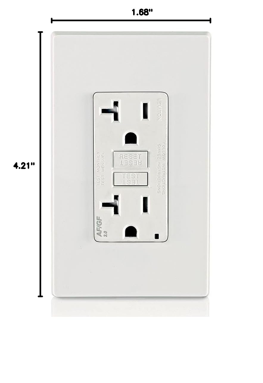 Dual-Function AFCI/GFCI Outlet, 20 Amp, Self Test, Tamper-Resistant with LED Indicator Light, Protection from Both