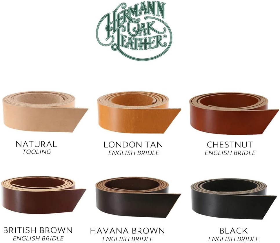 Hermann Oak English Bridle Leather Strap, Chestnut, 55" to 60" Long, 8-10oz