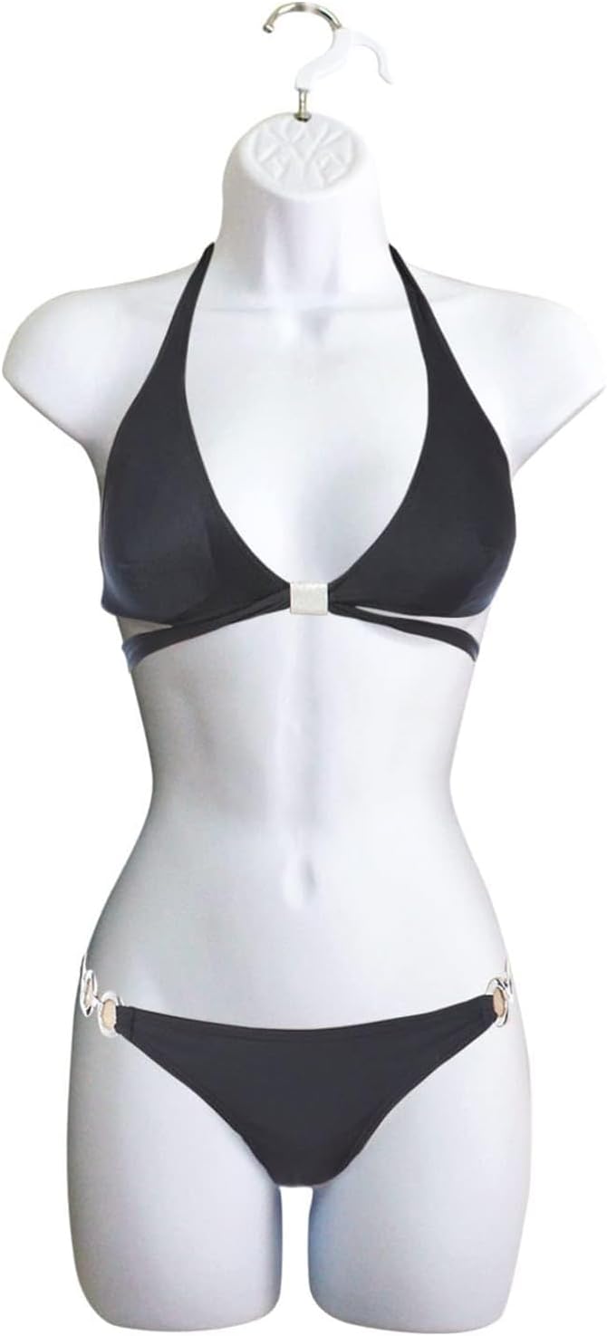 Female Mannequin Torso with Hanging Hook, White (Set of 1) | Hollow back body stackable dress form for t-shirt